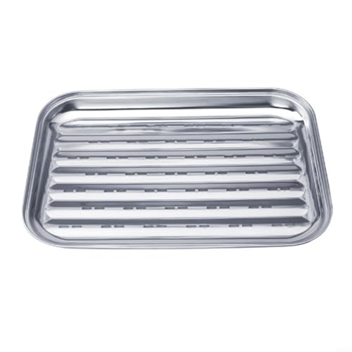 Yuanpgky Bandeja reutilizable de acero inoxidable para parrillas de gas y carbón, 34 x 24 x 3 cm, accesorios de barbacoa con distribución de calor (1 unidad)