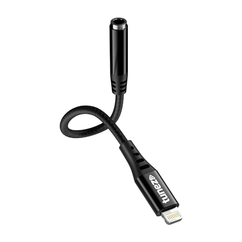 Image of tunez CB-90 Type L to Aux Connector With DAC - Braid + Shell Material, 14cm Length, High-Quality PVC, Best-in-Class Connectors, Type L to Aux (Female) with DAC Chipset (Black)