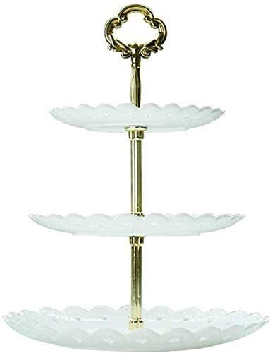 Corbeille de fruits Affichage Cake Dessert Double Fruit Basket Snack Plateau en plastique après-midi Dessert Gâteau maison Assiette de fruits (Color : Gold) Cover