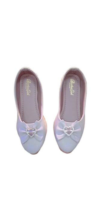 Stylish Pink Ballerina Flats with Embellished Bow Detail - Comfortable Slip-On Footwear for Kids, Shoes for Girls, Casual & Formal Daily Use Sandals for Children-picture-38
