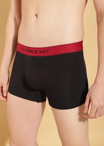 Image of Force NXT Men's Super Combed Cotton Elastane Stretch Fabric Solid Trunk | Ultra Soft and Durable Waistband for Daily Uses | Label Free Outer Elastic Underwear for Men