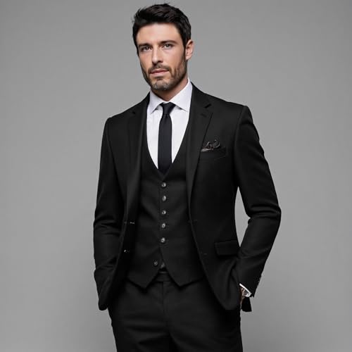 Men’s Suits Regular Fit 3 Piece Suit for Men Wedding Prom Business Formal Tuxedo3