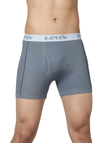Image of Levi's 007A Classic Boxer Briefs for Men | 100% Pure Cotton | Solid Men's Underwear | Breathable | Anti-Roll Waistband | Extra Supportive Gusset | Functional Fly | Long Length Fit | Pack of 1
