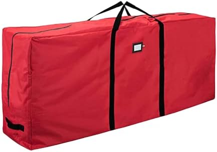Vista 5 de Bolsa de almacenamiento para árbol de Navidad roja, bolsa organizadora de árbol de Navidad artificial con capacidad para árbol de Navidad de 9 pies