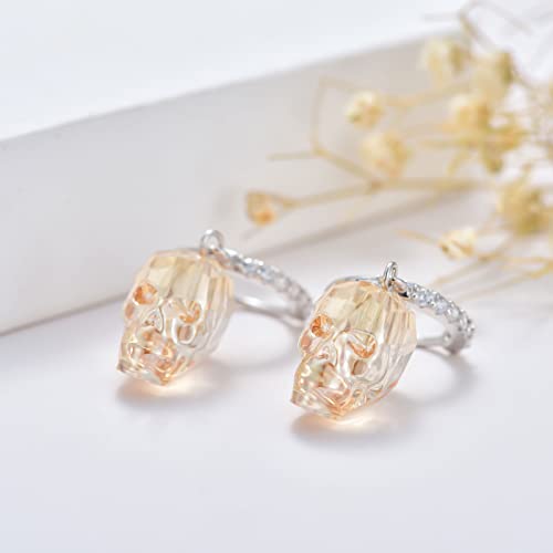 Seiyang Skull Earrings Sterling Silver Skull Rose/Hand/Crown/Cyberpunk/Samurai Drop Earrings for Women Men (with Gift Box)3