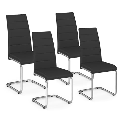 IDMarket - Lot de 4 chaises MIA Noires pour Salle à Manger