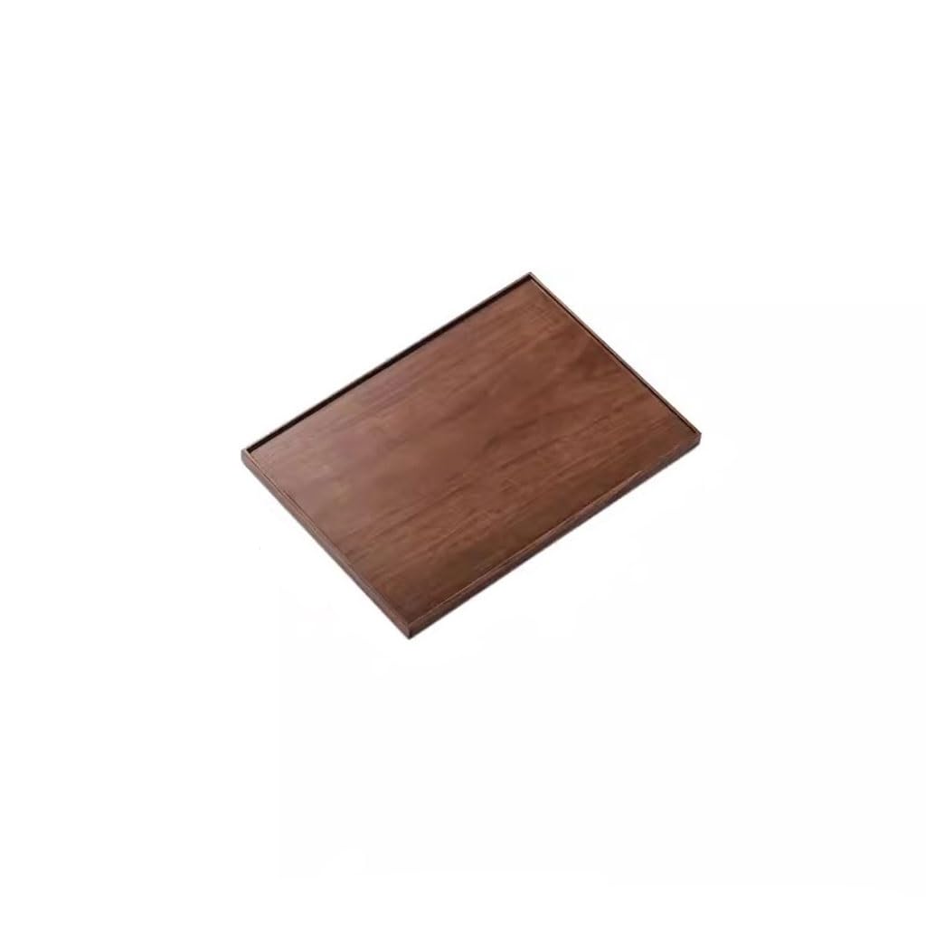 Bandejas Servir Comida Bandeja Rectangular de Madera Maciza for el hogar Nogal Negro, Bandeja Moderna for té la Tarde en Restaurante Mesa Cama | A