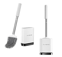 ASOBEAGE Toilet Brush,Deep Cleaner Silicone Toilet Brushes with No-Slip Long Plastic Handle and Flexible Bristles, Silicone…