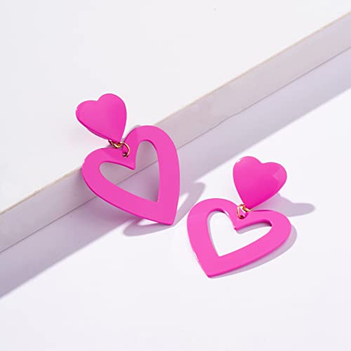 Poptopping Double Hearts Drop Earrings Pink Dangle Earrings Love Heart Dangle Earrings For Women Valentine's Day Mother's Day Birthday #TOP5