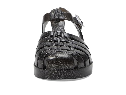 Mini Melissa Girls Possession Shiny (Little Big Kid) Fisherman Sandal, Glitter Black, 122