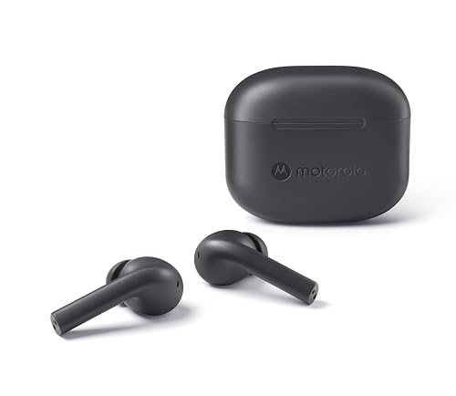 Motorola Sound Moto Buds 085 - Kabellose Ohrhörer In-Ear-Kopfhörer - 15 Stunden Betriebszeit - Kompaktes Ladegerät - Wasser- und schweißfest - Touch- und Sprachsteuerung - Schwarz, S/M/L