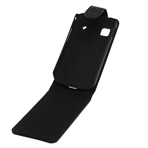 Mobilfunk Krause - Flip Hülle Etui Handytasche Tasche Hülle für Samsung GT-S5660 | S5660 (Schwarz)