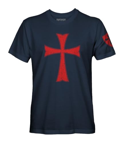 Knights Templar Crusader Cross Men's T Shirt - NAVY - Large