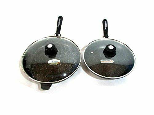 Schumann Professionnel - Lot de 2 Poêles Moove Revêtement en Pierre - Compatibles Tous feux dont Induction - Fonte d'Aluminium - Manches Amovibles en...