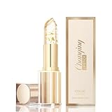 HERBENJOY Clear Flower Jelly Lipstick,Transfer-Proof Color Changing Lipstick with Gold Foil,Moisturizing Glossy Shine Gold Crystal Ph LipstickColor Changing,Magic Temperature Color Change Lip Balm - Image 1