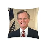 George HW Bush Portrait Throw Pillow