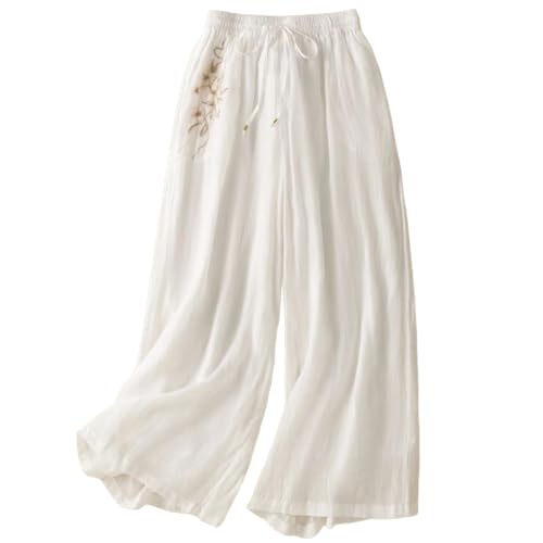 Pantalon d'été polyvalent en lin fluide idéal pour le bureau et les vacances