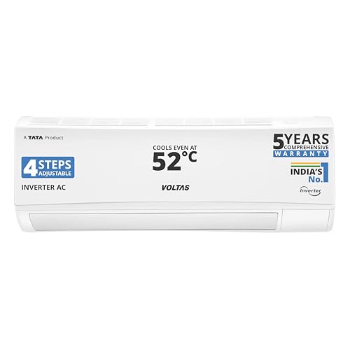 Voltas 1 ton 5 Star, Inverter Split AC (Copper, 4-in-1 Adjustable Mode, Anti-dust Filter, 125V Vectra CAW, White)