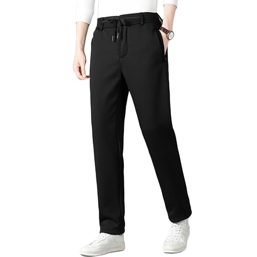 Pantalon de survêtement polaire homme coupe droite premium à bas ouvert doux et chaud