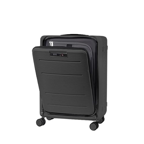Suitcases Foldable Solid Colour Suitcase Front Opening Lid Universal Wheel Trolley Case Multifunctional Suitcase Suitcases with Wheels(Black,26in)