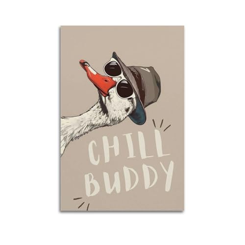 Poster mural toile vintage Chill Buddy 60x90cm sans cadre pour decoration salon et chambre