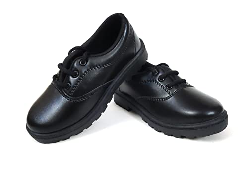 Image of Unisex Kids Black Formal School Uniform Shoes Deluxe lace