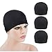 3 Pcs Dome Cap Wig Caps for Making Wig Stretchy Wig Cap with Wide Elastic Band (Black Dome Cap L)
