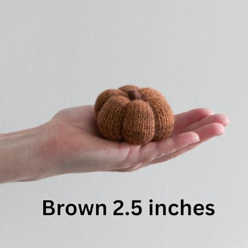 Image of Set of 3 Multi-size Cozy Knit Pumpkins (Spiced Maple Large Multi size set) | Fall Home decor, Shelf sitters, Bowl fillers, Gift for Friend