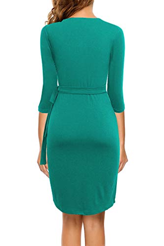 Image of Berydress Women's 3 /4 Sleeve V Neck Casual Party Work Faux Black Wrap Dress