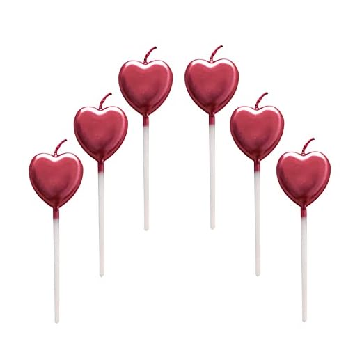 Vela de cumpleaños en forma de corazón,6 Pcs Velas únicas para Decorar Pastel de Fiesta di Cumpleaños y Bodas,Velas Decorativas para Decoración un Tarta,Rojo