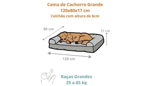Cama Sofá Pet Grande 120x80x17cm Lavável e Resistente - Escolha a Cor - Pet Querido (Marrom)
