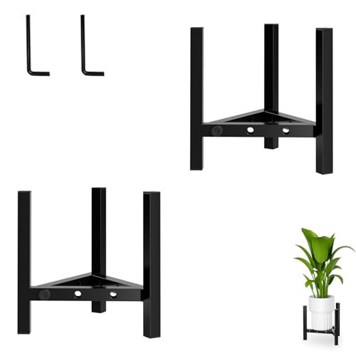 GVPOELR Blumenständer Verstellbarer, 2 Stück Pflanzenständer Metall, Pflanzenständer aus Eisen, Blumenständer Schwarz, Blumentopfständer aus Eisen, Blumentopfständer, Hoch:20 cm, für Innen und Auße