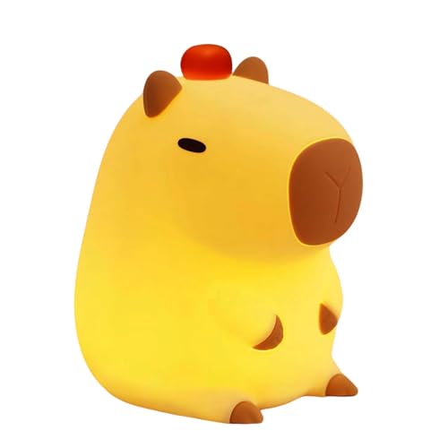Auezona Luz Nocturna Infantil, Capybara Lampara Bebe Noche Control Táctil, Luz Quitamiedos Infantil Recargable con Temporizador, Kawaii Silicona Lampara Bebe capibara Regalo para Niños Bebés