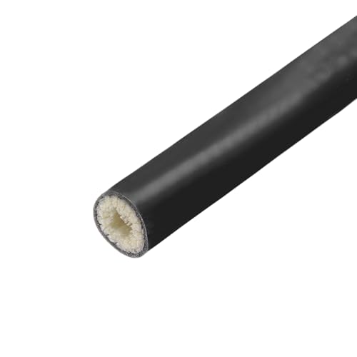 Image of MECCANIXITY 1 /5 inch ID 1.6ft Heat Shielded Fire Sleeve Silicone Coated Fiberglass Tape, for Automotive Hose Lines Wires Electrical Wiring, Black