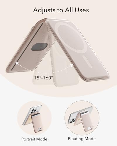 ESR Upgraded for Aura MagSafe Wallet, 5 Card-Holder, Magnetic Wallet with Adjustable Stand, RFID Blocking, Slim for iPhone 17/16/15/14/13/12,Google Pixel 10, Not for Mini,Vegan Leather,Desert Titanium