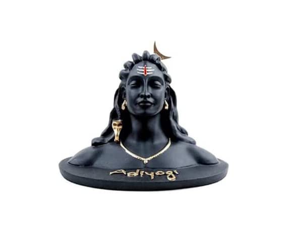A & S VENTURES Resin Military Adiyogi Shiva Tilak & Moon On Head || Mahadev Shiv Shankara Statue For Car Dash Board, Home Pooja, Gift Home & Office Decor Showpiece, Pack Of 1