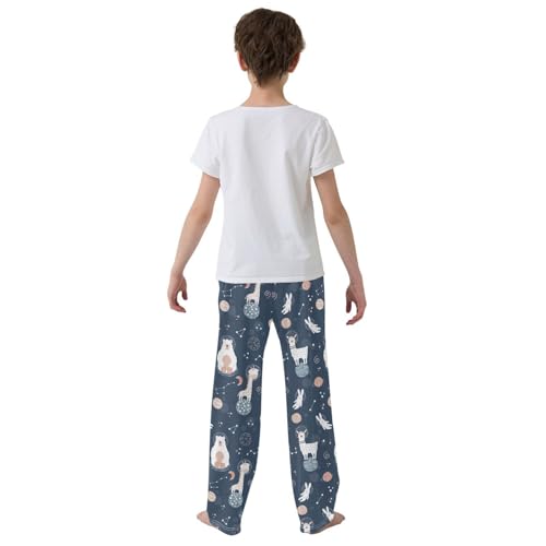 ZZXXB Astronaut Llama Bear Boys Long Pants Soft Trousers Elastic Waist Kids Lounge Bottoms with Pockets S-XL3