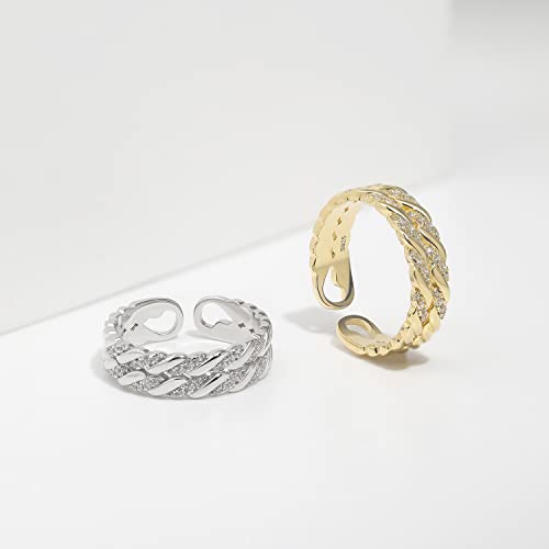 925 Sterling Silver Thumb Ring for Women Dainty Stackable Gold Ring Handmade Twist Stacking Ring Friendship Ring (Silver)