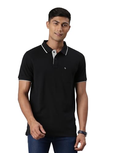 Image of Classic Polo Mens Cotton Blend Solid Half Sleeve Regular Fit Polo Neck T-Shirt