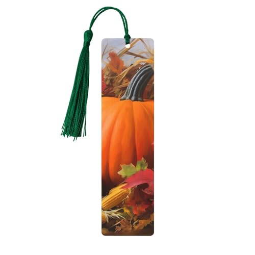Harvest Pumpkin 木製 しおり DIY ウッドクラフト しおり 木製ハンギングタグ カラフルなタッセル付き 木製ギフトタグ ラベル 本好きの方への珍しいギフト 男性 女性