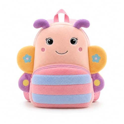 Image of Cartoon Plush Kids School Bag 2-6 Years | Soft Toy Backpack for Boys & Girls | Toddler Nursery Preschool Bag | Lightweight Adjustable Straps