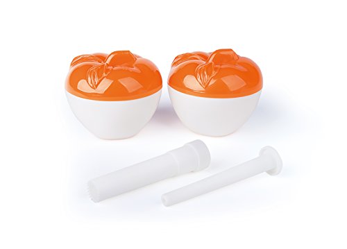 Excelsa Quick Cook Lot 2 cuit Pomme Micro-Ondes avec Vide-Pomme, Polypropylène, Blanc avec détails Orange, 2 unités