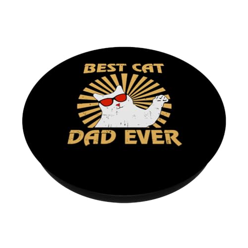 Funny cat dad design cat lovers kittens PopSockets Swappable PopGrip, Black - Image 2