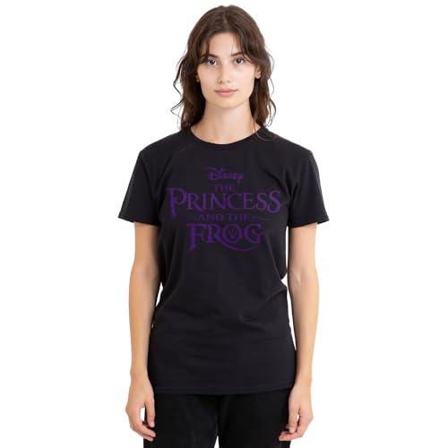 T-shirt femme La Princesse et la Grenouille Disney noir à manches courtes