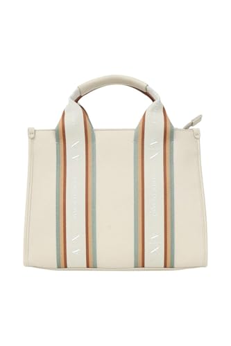 Armani Exchange Fourre-tout beige pour femme avec finition granulée et rayures décoratives UNI, beige, Taille unique