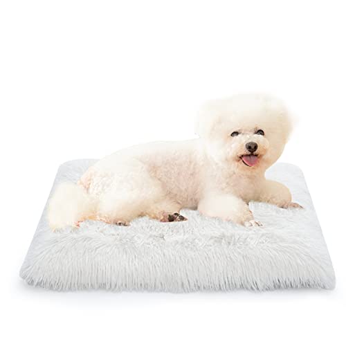 Gavenia Dog Beds For Medium Dogs, Plush Dog Crate Bed For Sleeping &Ease Anxiety, Washable Dog Mats With Anti-Slip Bottom For Large Dogs And Cats (24 * 18 * 3 Inches, White) #TOP28
