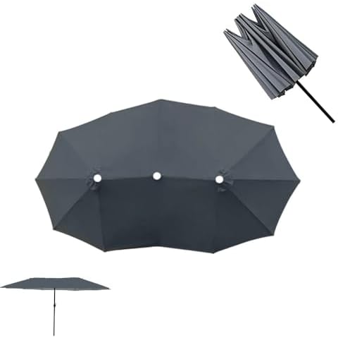 Large Beige Patio Umbrella Replacement Canopy 15x9ft Double-Sided Parasol Top Cover, Durable Outdoor Fabric for Garden, Deck, and Patio Use