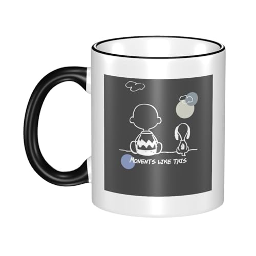 スヌーピー マグカップ 保温・保冷 電子レンジ対応 コーヒーカップ 陶器 セラミック 耐高温 軽量 個性人気 誕生日プレゼント大容量 Black