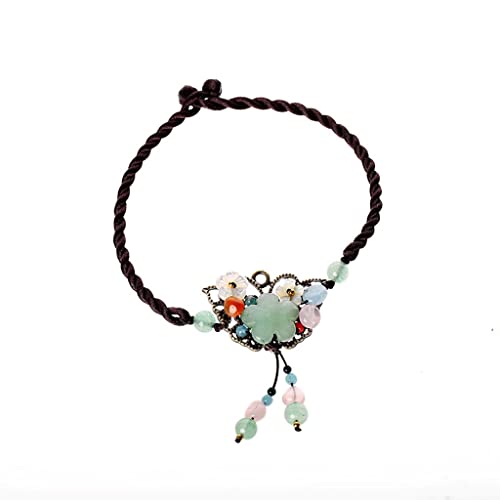 Tobillera estilo étnico de mujer con jade retro para verano