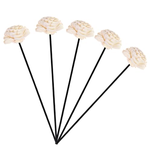 Cabilock 5pcs Rattan Diffuser Sticks for Essential Oils Natural Reeds for Home Fragrance Decorative Flower Design for Air Freshening and Relaxation